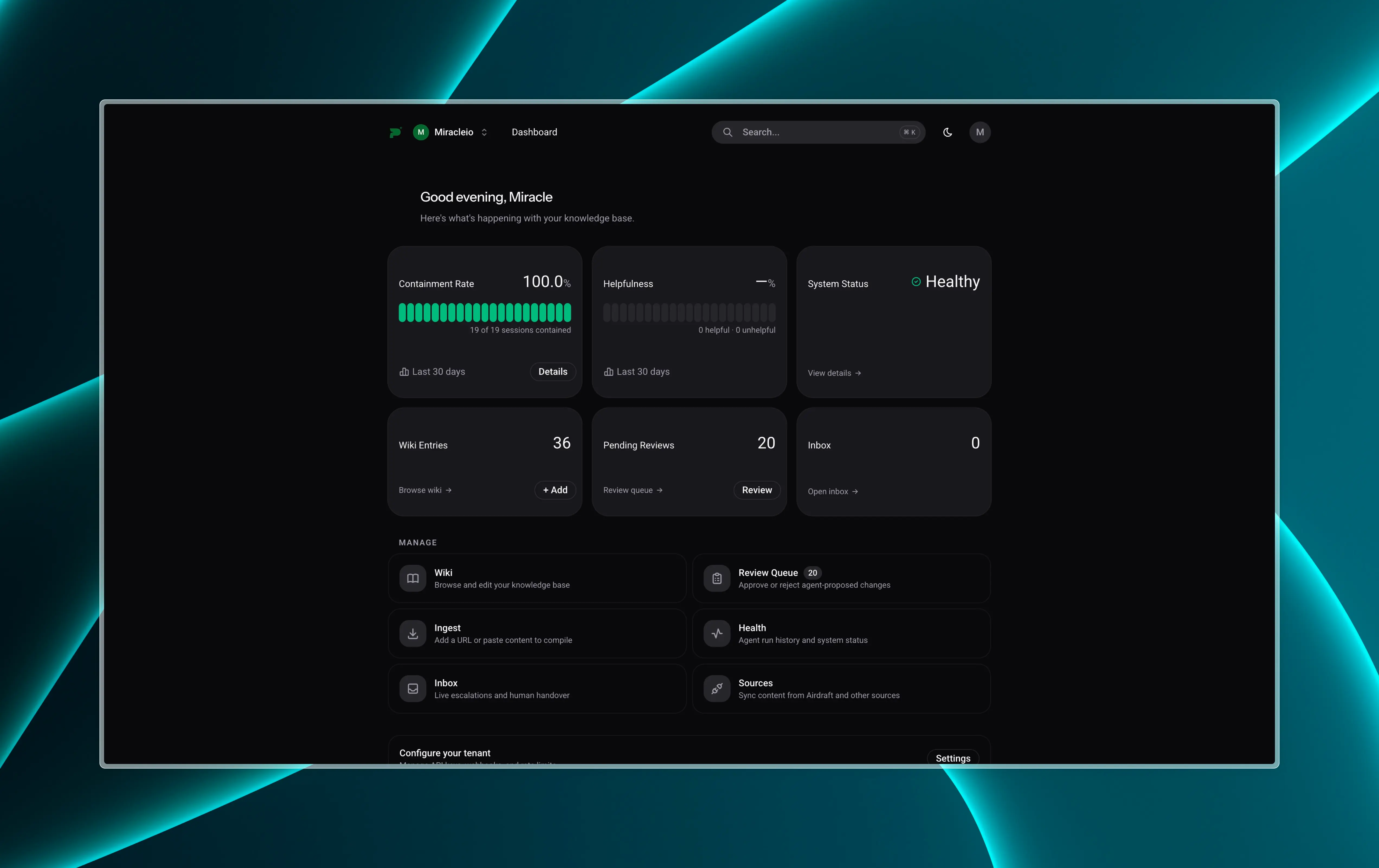 Panacea dashboard