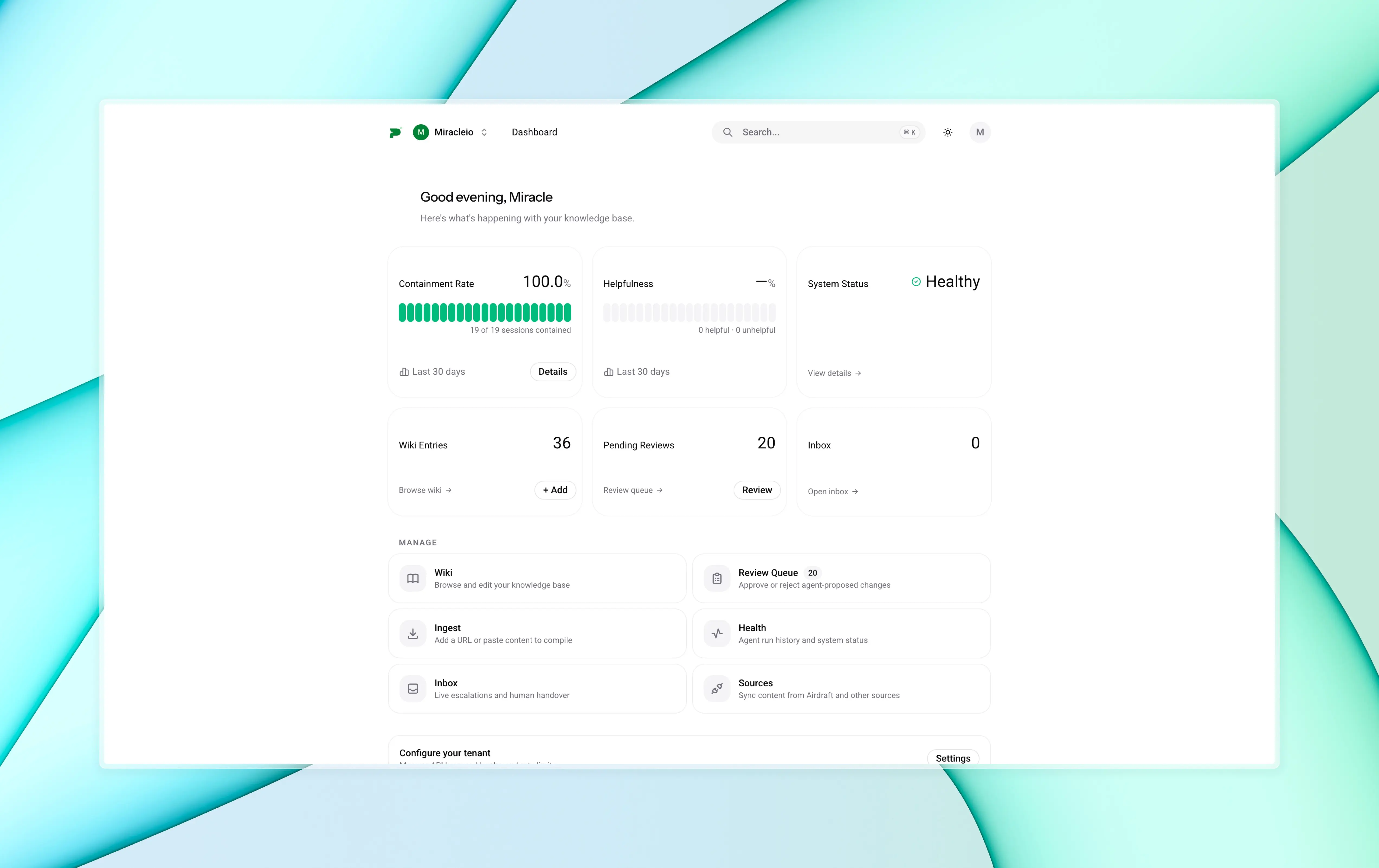 Panacea dashboard